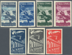 Spanien: 1939, UNISSUED Airmail Stamps With Airplanes 2pta. ‚Ford‘ And 5pta. ‚Douglas DC 2‘ In A Com - Usati