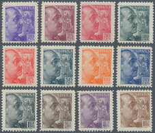 Spanien: 1939/1940, General Franco Definitives (‚Sanchez Toda‘) Complete Set Of 12 MNH, Mi. € 350,-- - Gebruikt