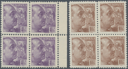 Spanien: 1939/1940, General Franco Definitives (‚Sanchez Toda‘) Complete Set Of 12 In Blocks/4, Mint - Gebruikt
