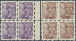 Spanien: 1939/1940, General Franco Definitives (‚Sanchez Toda‘) Complete Set Of 12 In Blocks/4, Mint - Usati