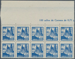 Spanien: 1943/1944, Holy Year Of Jacobus Of Compostela Complete Set Of Nine In Blocks Of Ten With Th - Usati