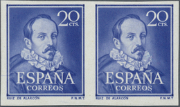 Spanien: 1950, 20c. Mendoza, IMPERFORATE Horiz. Pair, Unmounted Mint, Certificate Graus. Edifil 1074 - Used Stamps