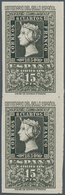 Spanien: 1950, Centenary Of Spanish Stamps, 15pts. Olive-grey, Colour Variety, Imperforate Vertical - Used Stamps