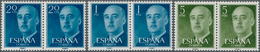 Spanien: 1955, Definitives "General Franco", 20c. Blue, 1pts. Blue And 5pts. Olive-green, Three Colo - Usati