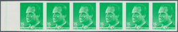 Spanien: 1989, Defintives Juan Carlos, 15pts. Yellow-green, IMPERFORATE Left Marginal Strip Of Six, - Gebruikt