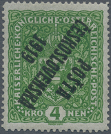 Tschechoslowakei: 1919, "Posta Ceskoslovenska" Overprints, 4kr. Green With Inverted Surcharge, Fresh - Autres & Non Classés