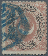 Türkei: 1876, Duloz Unissued 25 Piaster Dull Rose Perf With Very Sarce Cancellation BEYOGLU DÖRTYOLA - Unused Stamps