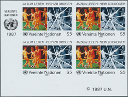 Vereinte Nationen - Wien: 1987. IMPERFORATE Corner Block Of 4 For The 5s Value Of The Issue "Fight A - Other & Unclassified