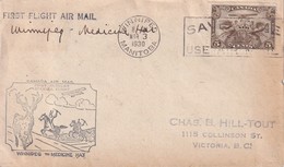 CANADA 1930 LETTRE 1ER VOL WINNIPEG-MEDECINE HAT - Lettres & Documents