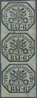 Italien - Altitalienische Staaten: Kirchenstaat: 1852: 6 Baj. Greenish Gray, In A Vertical Strip Of - Etats Pontificaux