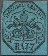 Italien - Altitalienische Staaten: Kirchenstaat: 1852, 7baj. Black On Blue, Fresh Colour, Close To F - Etats Pontificaux