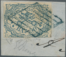 Italien - Altitalienische Staaten: Kirchenstaat: 1852, 50 Baj Blue, Fine Printing, Three Full Margin - Etats Pontificaux