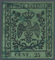 Italien - Altitalienische Staaten: Modena: 1852, 25 Cents Green, COLOR ERROR, Cancelled, Fresh Stamp - Modène