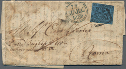 Italien - Altitalienische Staaten: Modena: 1852, 40 C Black On Deep Blue, Close To Full Margin, Tied - Modena