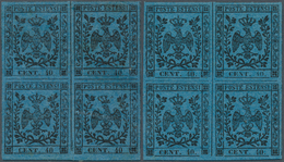 Italien - Altitalienische Staaten: Modena: 1852/1859, Lot Of Ten Mint Stamps: Sass. 6 Block Of Four, - Modena