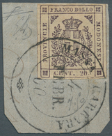 Italien - Altitalienische Staaten: Modena: 1859, Coat Of Arms 20 C. Violet Full Margins On Small Pie - Modène