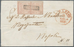 Italien - Altitalienische Staaten: Neapel: 1858, 1/2 Gr Bright Rose, Horizontal Pair, Full Margins, - Naples