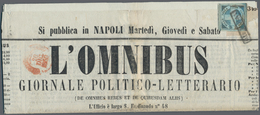Italien - Altitalienische Staaten: Neapel: 1860, 1/2 Tornese Blue "Cross Of Savoy" Used On Newspaper - Napoli
