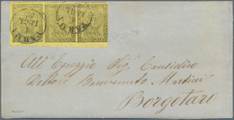 Italien - Altitalienische Staaten: Parma: 1852, 5 C Black On Yellow, Horizontal Strip Of Three, Almo - Parma