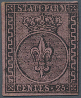 Italien - Altitalienische Staaten: Parma: 1852, 25c. Black On Violet, Fresh Colour, Slightly Cut Int - Parma