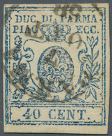 Italien - Altitalienische Staaten: Parma: 1857, 40c. Blue, Fresh Colour, Full To Wide Margins, Neatl - Parma