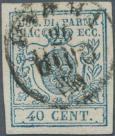 Italien - Altitalienische Staaten: Parma: 1857, 40c. Blue, Fresh Colour And Full Margins All Around, - Parme