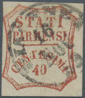Italien - Altitalienische Staaten: Parma: 1859: Provisional Government, 40 Cents Brown Red, First Co - Parma