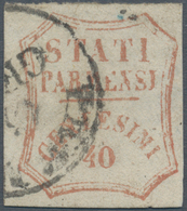 Italien - Altitalienische Staaten: Parma: 1859: Provisional Government, 40 Cents Brown Red With "fat - Parma