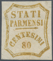 Italien - Altitalienische Staaten: Parma: 1859, Provisional Government, 80 Cents Olive Bistre, Mint - Parme