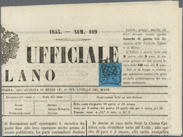 Italien - Altitalienische Staaten: Parma - Zeitungsstempelmarken: 1853, 9 C Black On Deep Blue, Good - Parme