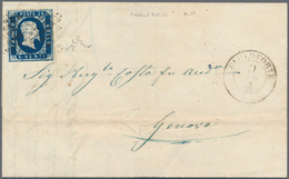 Italien - Altitalienische Staaten: Sardinien: 1851, 20 C Blue, Close To Full Margins, Tied By Dotted - Sardaigne