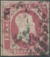 Italien - Altitalienische Staaten: Sardinien: 1851, 40c. Rose, Fresh Colour, Slightly Cut Into To Fu - Sardinië