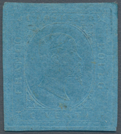 Italien - Altitalienische Staaten: Sardinien: 1853: 20 Centesimi Blue, MNH, Repaired In The Middle A - Sardinië