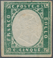 Italien - Altitalienische Staaten: Sardinien: 1855, 5c. Dark Emerald-green, Intense Colour, Close To - Sardinia