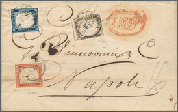 Italien - Altitalienische Staaten: Sardinien: 1858, 10 C Umber, Right Side Touched, 20 C Deep Blue-u - Sardinia