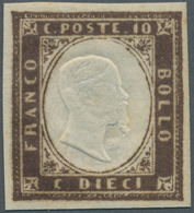 Italien - Altitalienische Staaten: Sardinien: 1859, 10 C Chocolate Brown, Full Margins, Fresh Color, - Sardinia