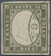 Italien - Altitalienische Staaten: Sardinien: 1861, 10c. Deep Olive-grey, Fresh Colour, Good Margins - Sardinië