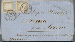 Italien - Altitalienische Staaten: Sardinien: 1861, 10c. Grey, Two Copies Of Fresh Colour And Good M - Sardinië