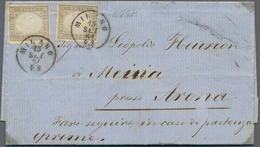 Italien - Altitalienische Staaten: Sardinien: 1861, 10c. Grey, Two Copies Of Fresh Colour And Good M - Sardinia