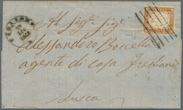 Italien - Altitalienische Staaten: Sardinien: 1861, 10 C Orange-brown, Full Margins, Vertical Crease - Sardinië