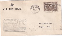CANADA 1930 LETTRE 1ER VOL SASKATON-REGINA - Covers & Documents