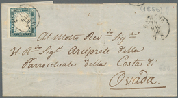 Italien - Altitalienische Staaten: Sardinien: 1855, 20 C Greenish Cobalt Blue, Full Margins, Tied By - Sardinië