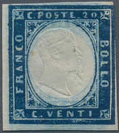 Italien - Altitalienische Staaten: Sardinien: 1859, 20c. Ultramarine With Slight Double Embossing (s - Sardinië