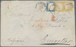 Italien - Altitalienische Staaten: Sardinien: 1861: Letter From Turin To Brussels, Franked For 1,80 - Sardinië