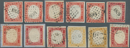 Italien - Altitalienische Staaten: Sardinien: 1855/1862, MARSEILLE, Group Of 12 Used Stamps With Fre - Sardinië