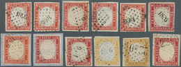 Italien - Altitalienische Staaten: Sardinien: 1855/1862, MARSEILLE, Group Of 12 Used Stamps With Fre - Sardinia