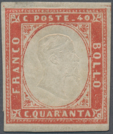 Italien - Altitalienische Staaten: Sardinien: 1855, 40c. Rose-vermilion, Bright Colour, Close To Wid - Sardinië