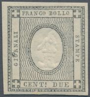 Italien - Altitalienische Staaten: Sardinien: 1861: 2 Cents Gray Black With Error Embossed "1" Inste - Sardegna