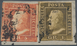 Italien - Altitalienische Staaten: Sizilien: 1859: 5 Grana, 2nd Plate, Vermillon And 1 Grano, 2nd Pl - Sicily