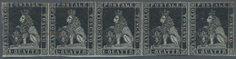 Italien - Altitalienische Staaten: Toscana: 1851, 1 Quattrino Black On Greyish Paper, Horizontal Str - Toscane